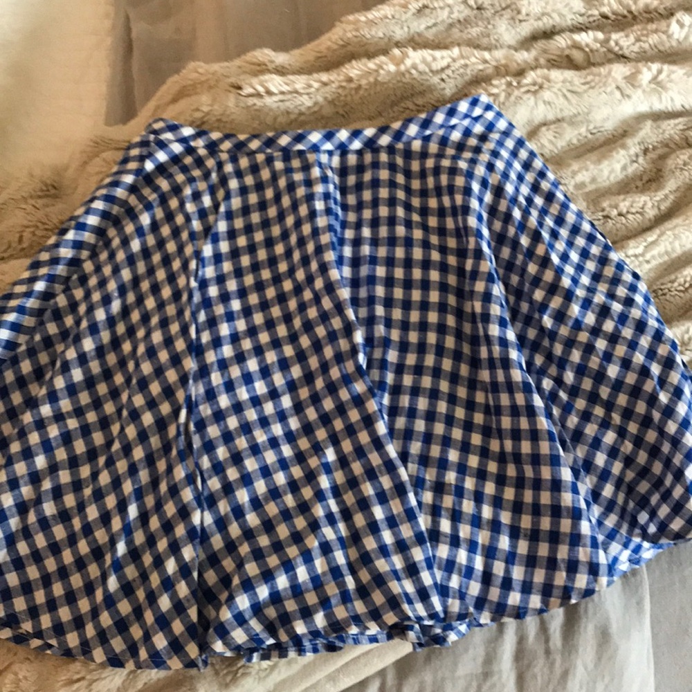 j Crew gingham blue mini skirt worn once!